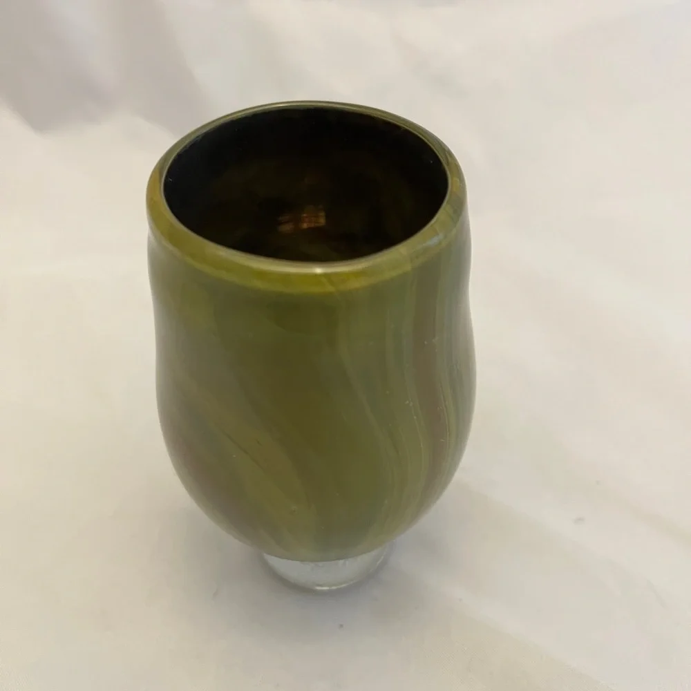 Art Glass Footed Vase, Hand Blown, 5